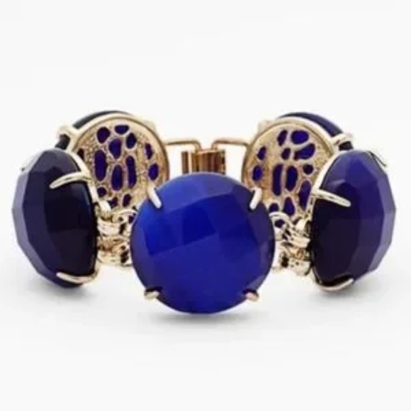 KENDRA SCOTT CASSIE Bracelet Cobalt and Gold Preppy 7-1/2" - Picture 1 of 10